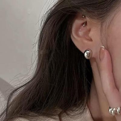 S925 Sterling Silver Bean Stud Earrings - Trendy Autumn/Winter Light Luxury Design for Women