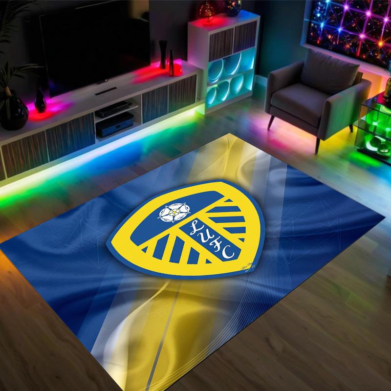 Leeds United Design Kristall Samt Teppich Gemütlich Nicht?Rutschfester Teppich mit Aufdruck für Schlafzimmer Wohnzimmer Eingang