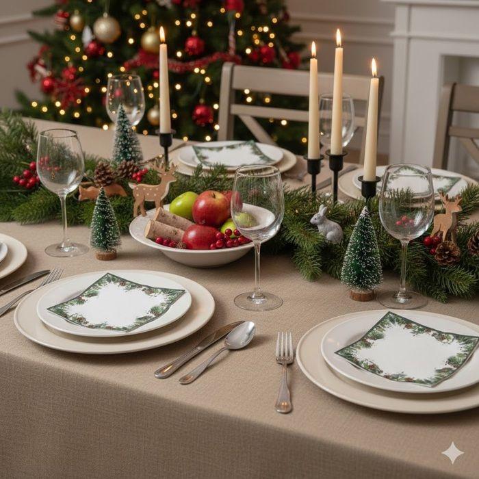 20 serviettes en papier 33 x 33 cm Pommes de pin