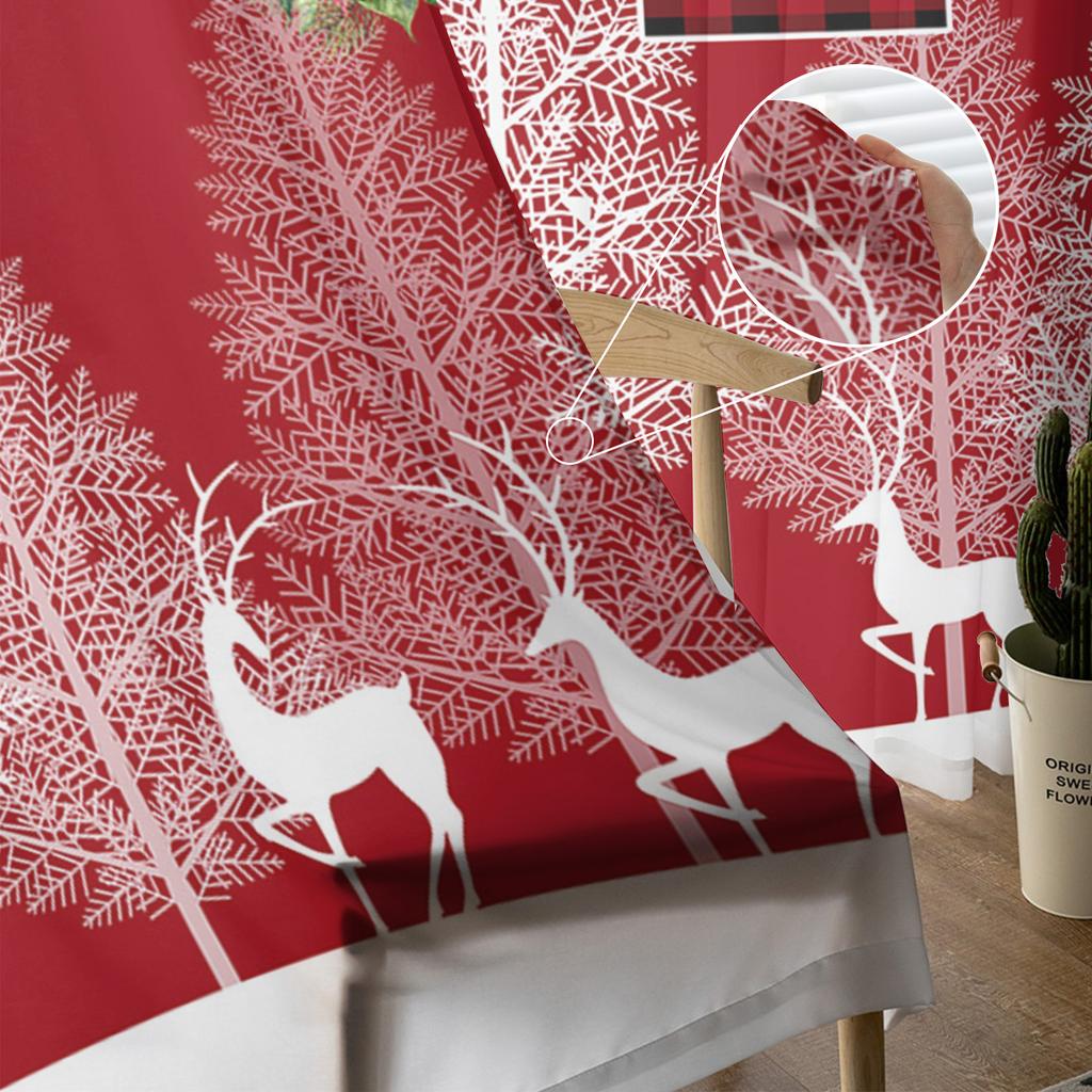 Weihnachts Rentier Schneeflocke Wald Transparente Vorhänge für Kinderzimmer Wohnzimmer Voile Vorhänge Weihnachten Küche Tüllvorhang