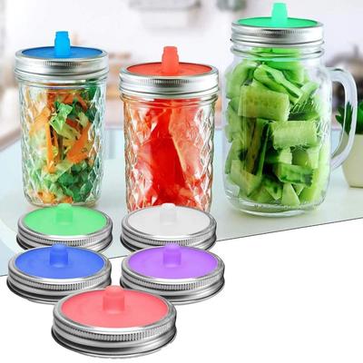 5pcs 70/86MM Silicone Fermenting Lid With Metal Ring Wide Mouth Jar Cover Mason Jar Lid Coffee Bean