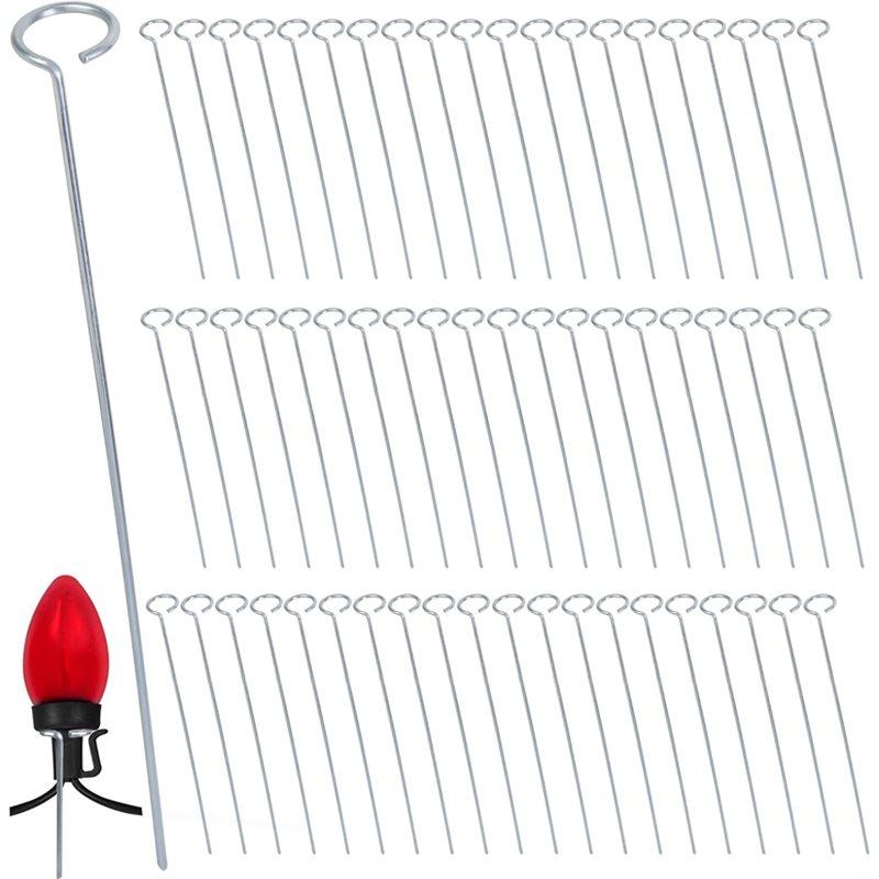 

A25F-For Christmas Light Stakes 12 Inch 60Pcs Metal Lawn Light Stakes For Yard For Christmas Lights серебряный