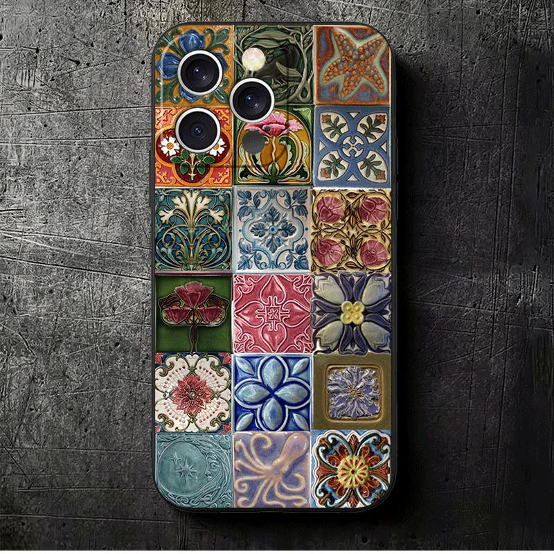 

Italian Sicilian Style Floral Pattern Soft Phone Case for iPhone 16 16E 17 Air 15 Pro Max 14 Plus 13 Mini 11 12 7 Black Cover Ba iPhone 11