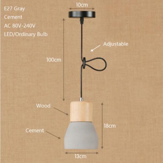 Lustre pequeno moderno industrial de cimento madeira maciça restaurante cozinha café bar
