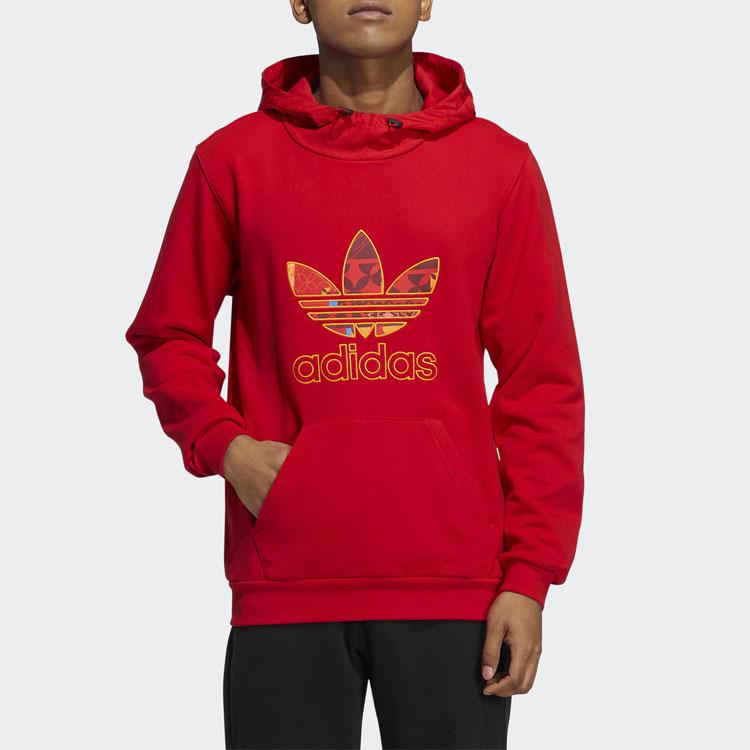 Adidas Originals Trefoil CNY Colorful Logo Print Hoodie Men Hoodie Light-Scarlet HD0318