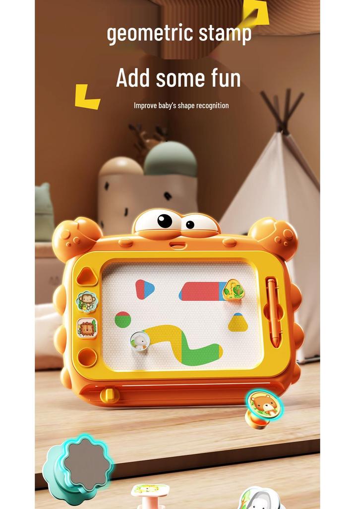 Magnetic Doodle Board with Geometric Stamps - Erasable Drawing Toy for Toddlers and Infants