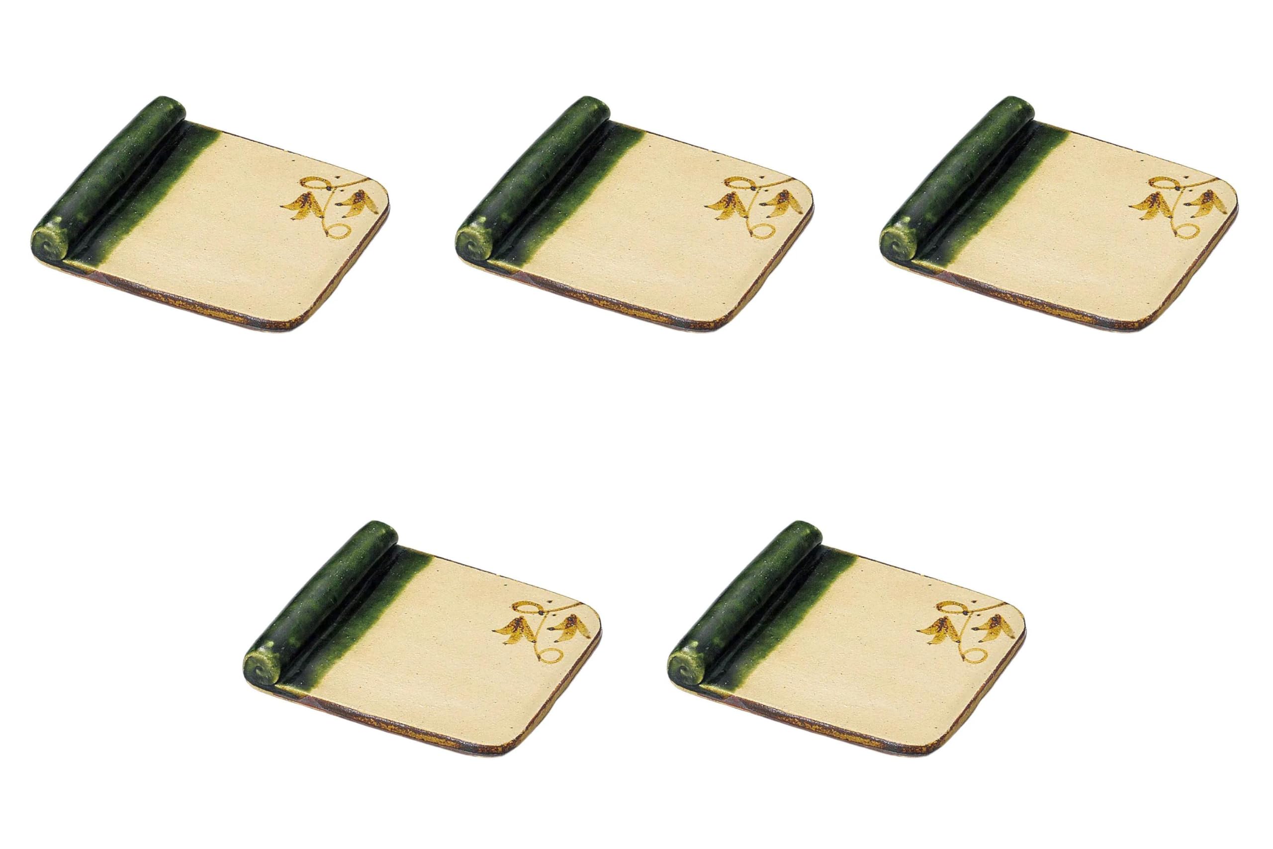 

Set of 5 Handmade Oribe Plates x 10 x Shokado Ceramic Handmade by Setomonohonpo Vine-Wrapped (Small) [11.5 1.6 cm] (Earthenware)