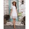 Fashion Style Street Fashion Elegant Hot Sale Round Neck Short Sleeve Cut Out Lace Elegant Sexy Lace Midi Dress for Women