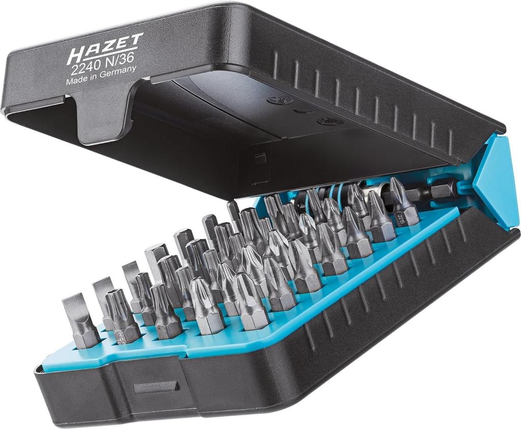 HAZET Pro Bit Tool Bit Pozidriv Profile PZ Hex Practical Bit Box Imported from Set, 36-Piece Set, 6.3 (1/4-inch) Output, [Officially Japan] 2240N/36