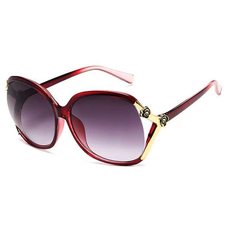 Ladies Sunglasses Camellia Hollow Point Paint Rose Sunglasses Trendy Versatile Large Frame Sunglasses