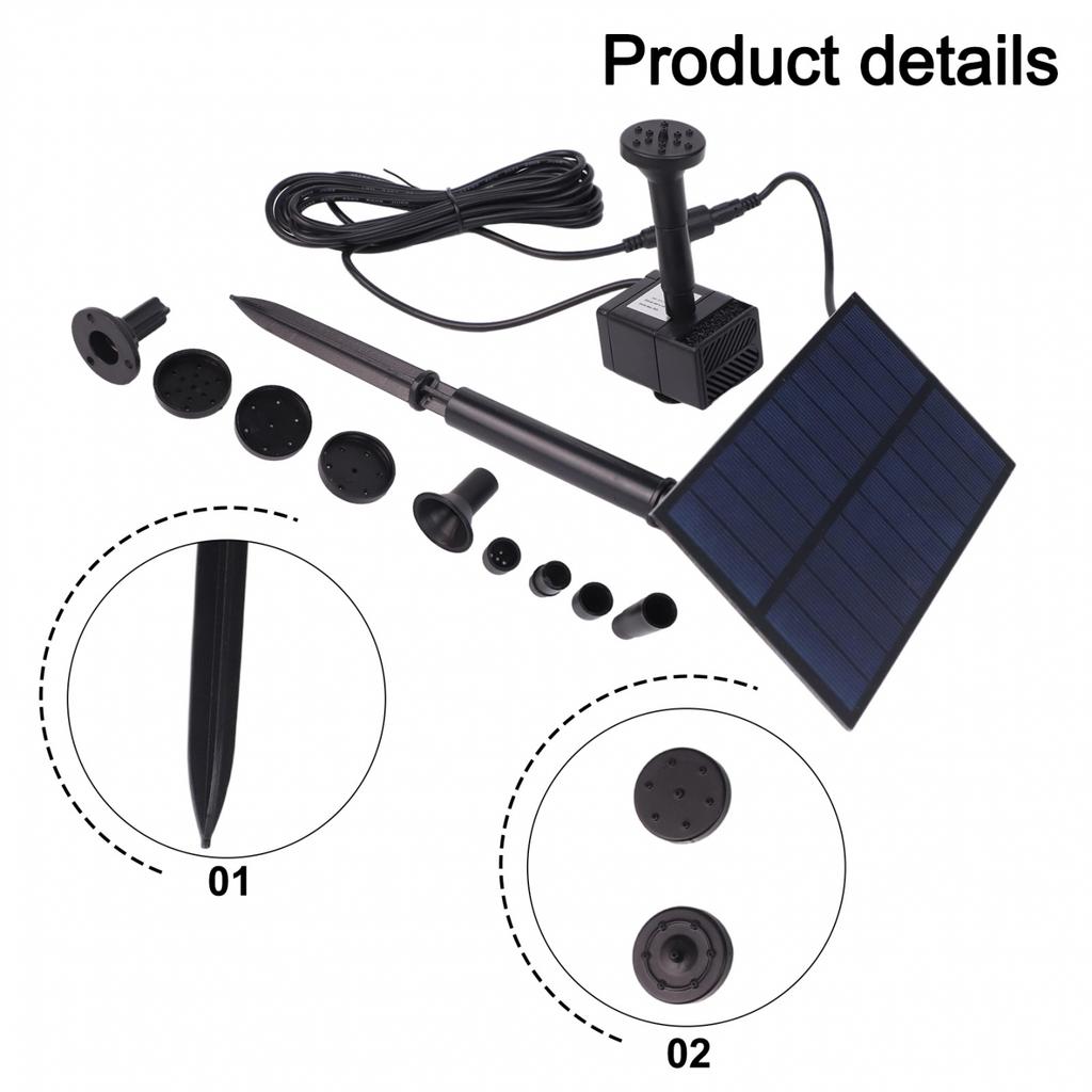 Solar Water Fountain Pump for Small Ponds with 180L/h Maximum Flow Rate