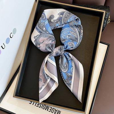 1 Pz Sciarpa Quadrata di Lusso in Seta Imitata da Donna Stampa Paisley Bifacciale Fazzoletto da Collo Bandane Foulard Fasce per Capelli Scialli Avvolgenti