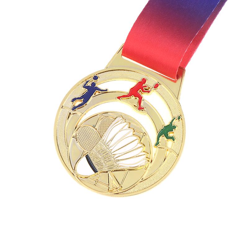 1Pc Metal Badminton Award Medals With Neck Ribbon Gold Silver Bronze Prizes Award Medal For Kids Sports Competition Games