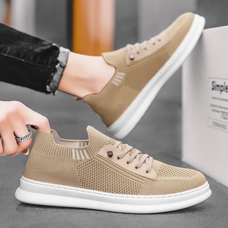 Men Casual Sneakers Mesh Platform Breathable Lightweight Shoes Outdoor Walking Sports Shoes Flying Woven Thick Bottom