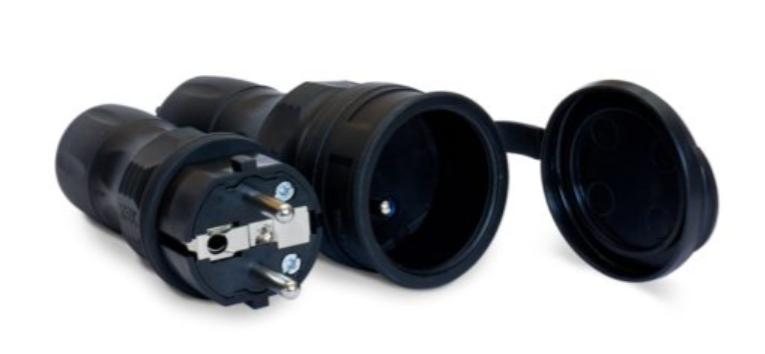 Zestaw Extrem Wtyczka + Gniazdo 16A 2P+Z 250V Ip54 Czarny Zwg-54