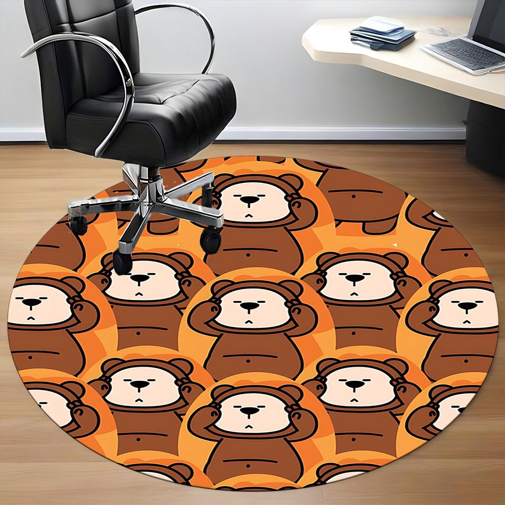 1PC Teddy Bear Print Chair Carpet for Office, Indoor Non-Slip Washable Carpet, Soft Comfortable Mat For Office Room yy250930089