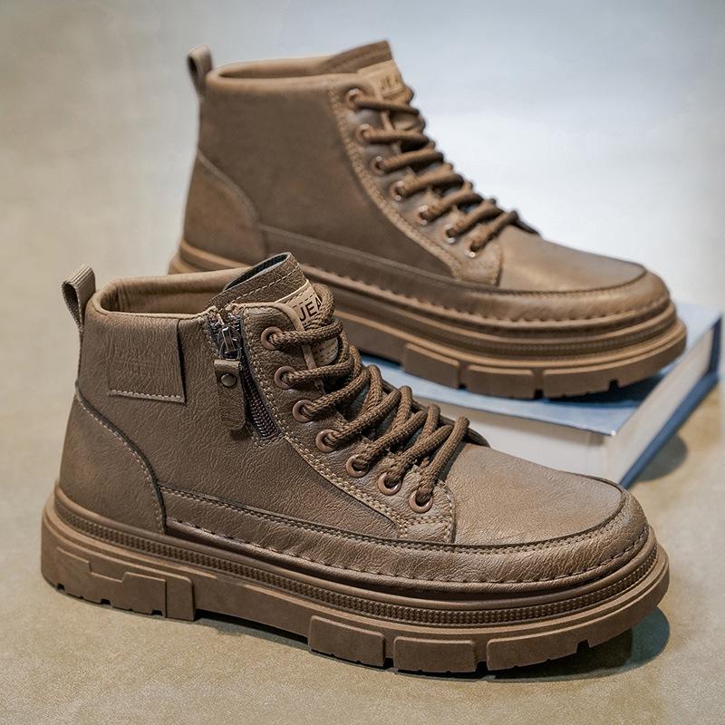 Men's High-Top Work Boots: Autumn Leather, Non-Slip, Wear-Resistant, Casual Short Boots