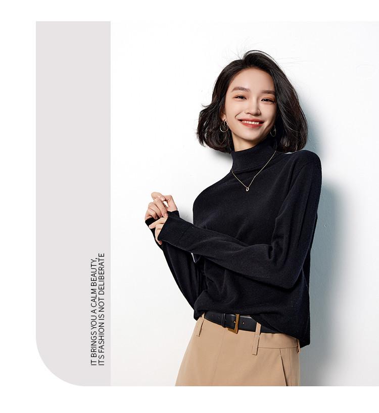 Women's Fine-Spun Seamless 100% Wool High Neck Knitwear - Long Sleeve Winter Base Layer Top