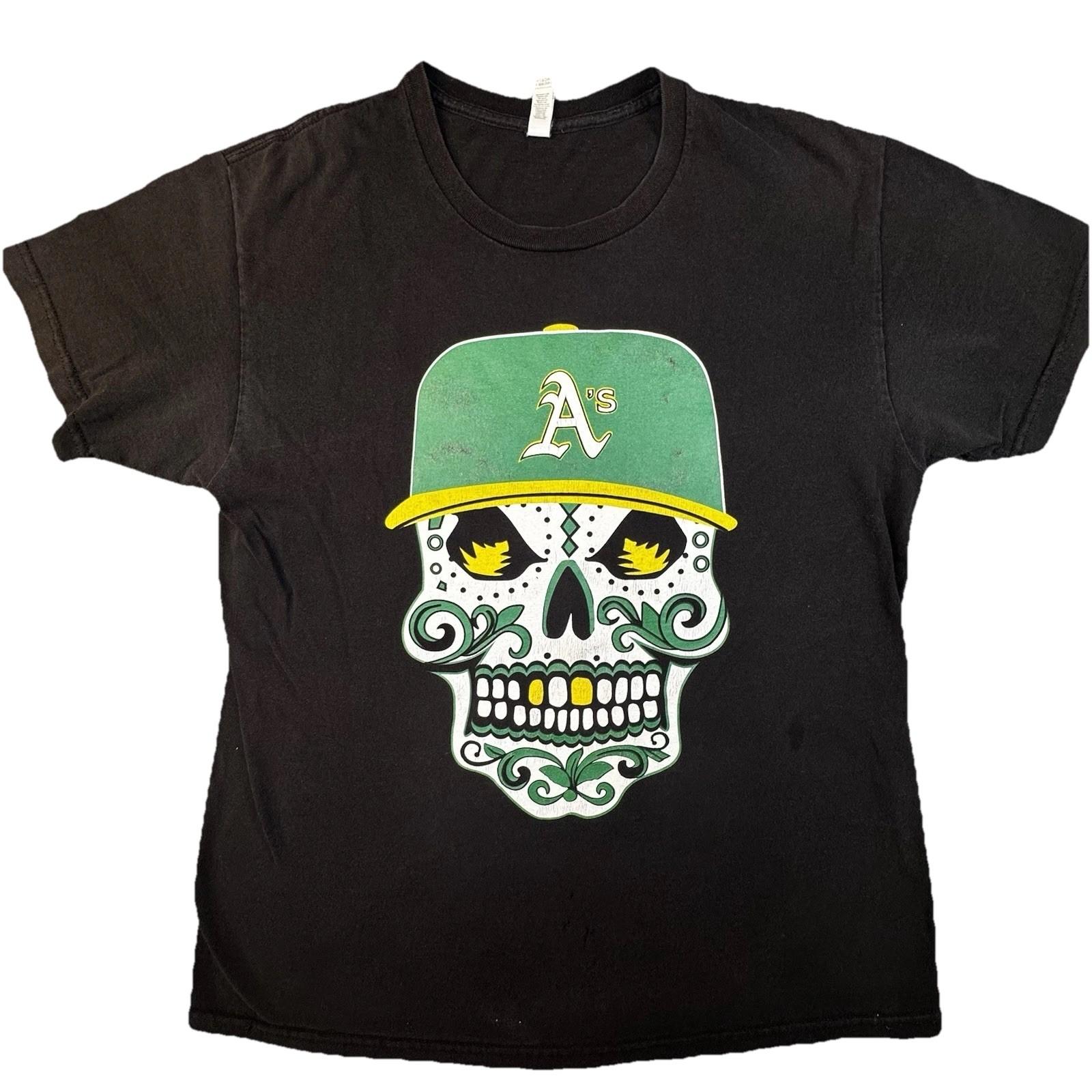 Oakland A’s Sugar Skull Mens L Black Graphic Tee -450 Unisex T-Shirt XXXL