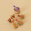 Miniature Dollhouse Broom and Mop Set with Wooden Bucket