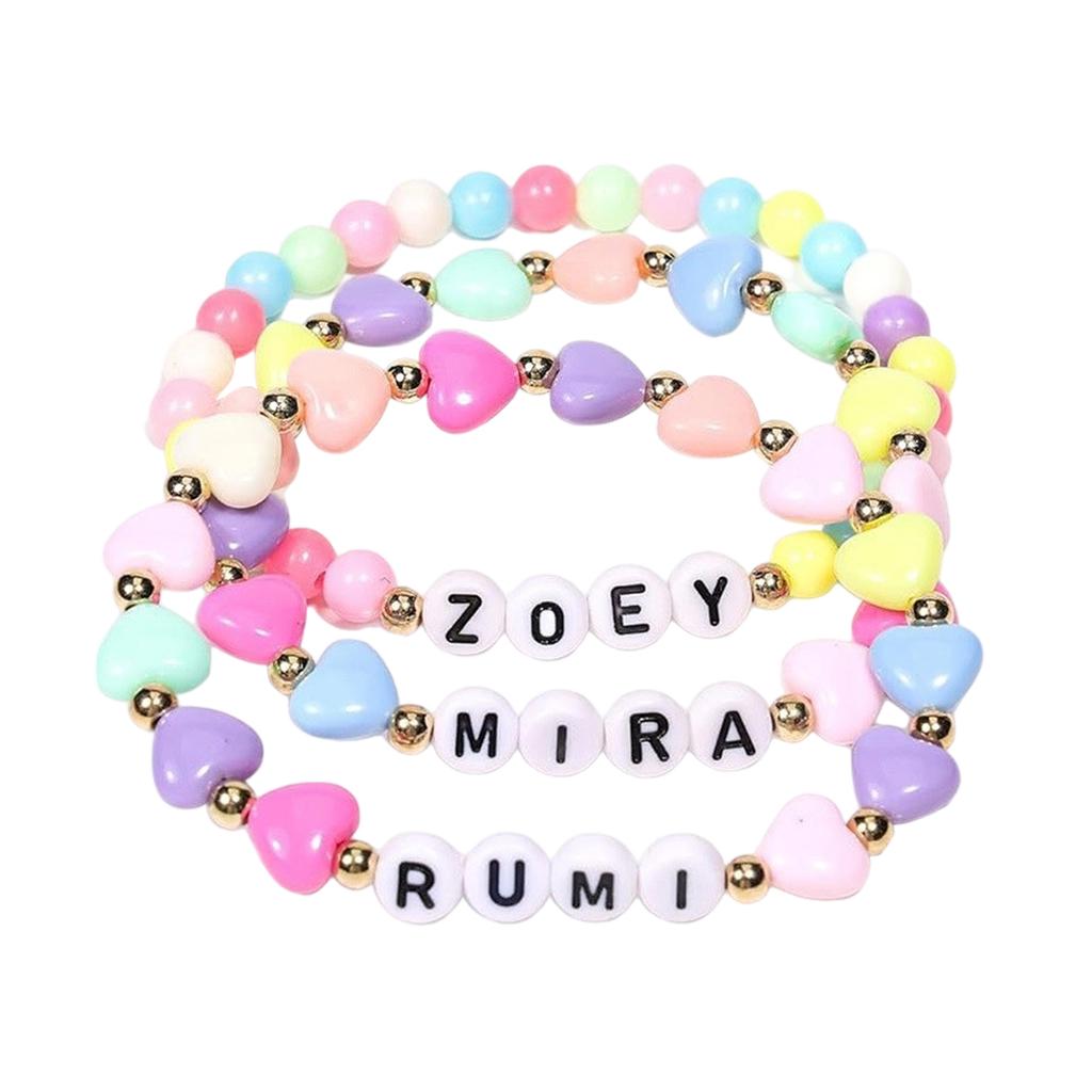 Colorful Love Round Bead Letter Bead Bracelet Three-piece Set