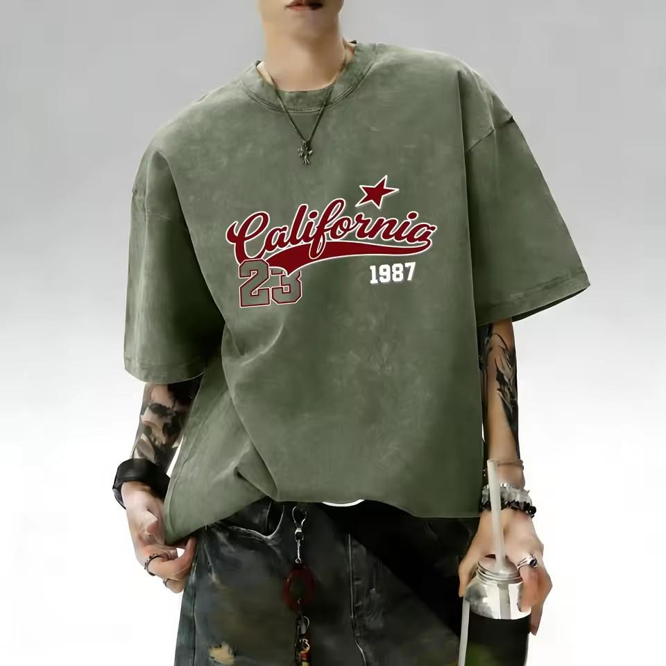 Summer Hot Selling New Men's Gothic Letter Tiger Print Comfortable and Breathable Round Neck T-shirt Outdoor Street Style Top