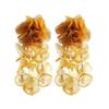 Bohemian Pearl Inlaid Floral Tassel Earrings for Women