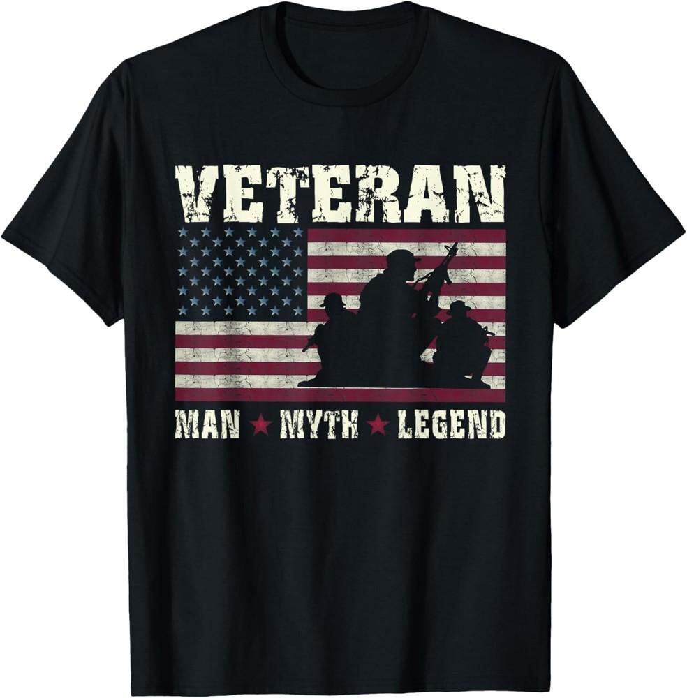 

Veteran US Flag Man Myth Legend Vintage Men Gift Tee Gift Unisex T-Shirt 4XL
