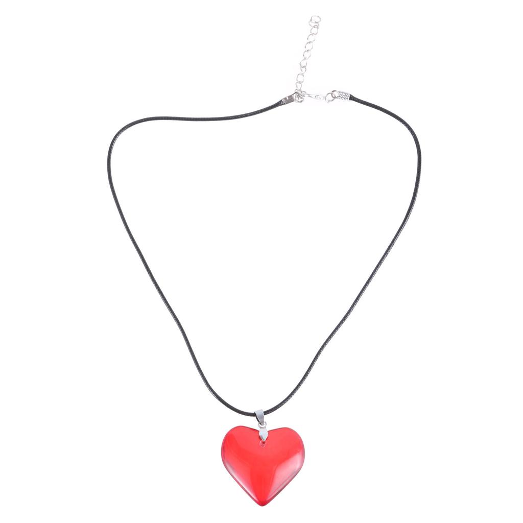 Collana Grande Cuore d'Amore Ciondolo Catena Clavicola Punk Catena Nera in Corda Ciondolo in Vetro Collana Choker Ornamento di Compleanno