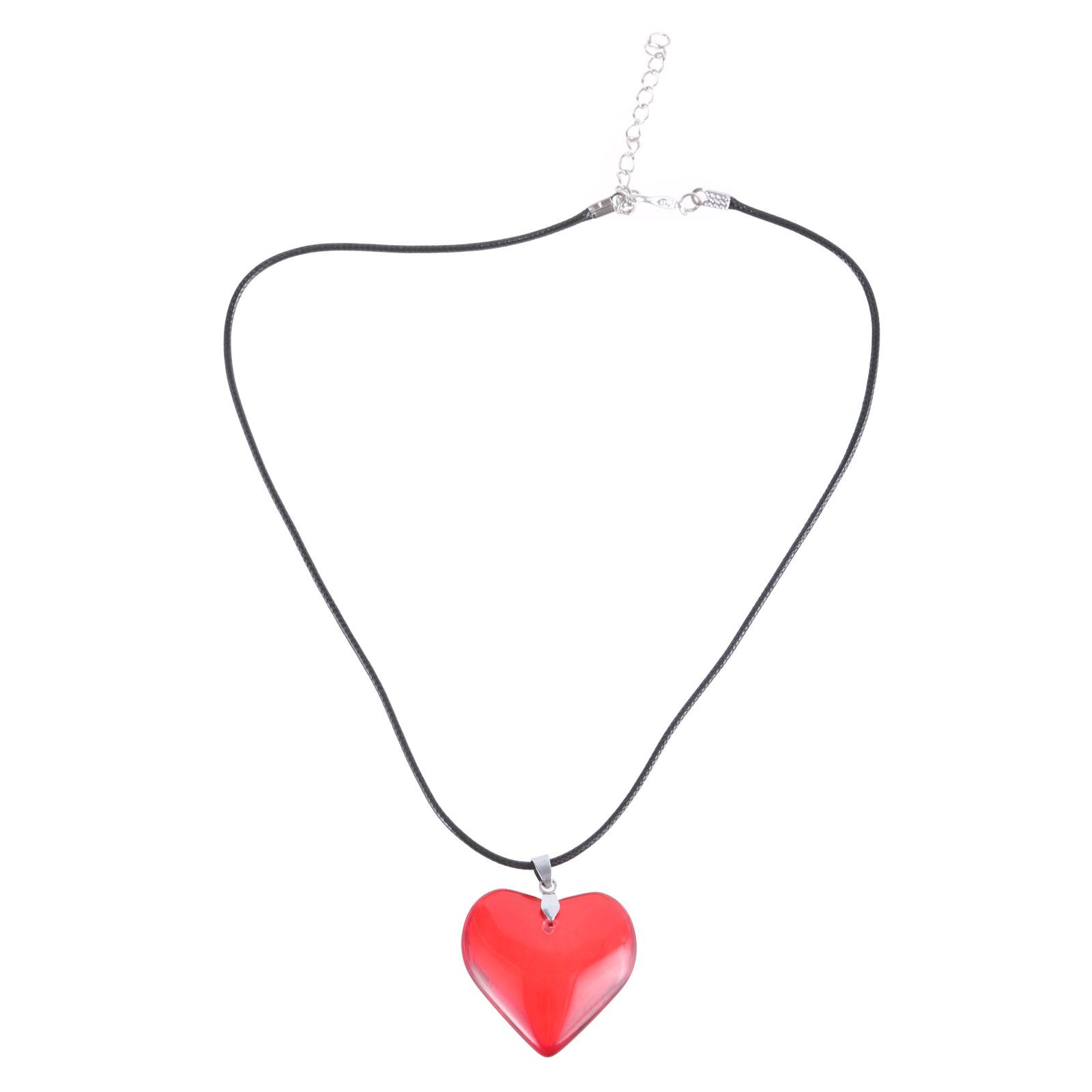 Necklace Big Love-Heart Charm Clavicle Chain Punk Black Rope Chain Glass Pendant Choker Necklace Birthday Ornament