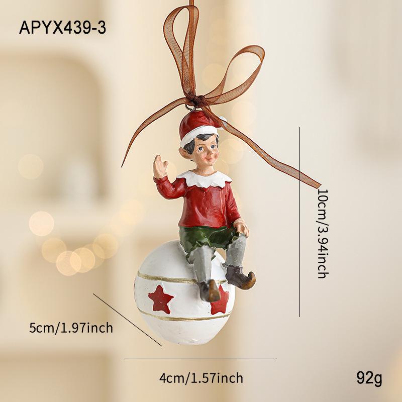 Colorful 3D Retro Bell Resin Ornament - American Cartoon Style Christmas Hanging Decoration