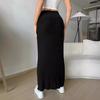Women's High Waist Midi Skirt Pencil Skirt Stretch Ribbed Knit Bodycon Long Skirt