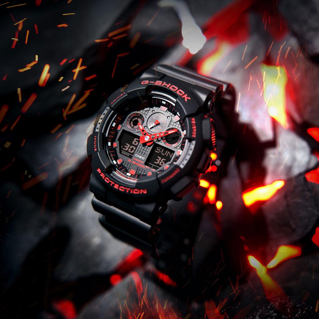Casio G-SHOCK Men's Resin 200M Water Resistant Digital Shock Resistant Quartz Watch GA-100BNR-1A