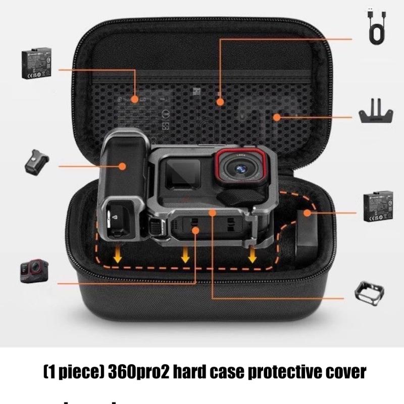 Starke Außenhülle für 360-Kamera mit stoßdämpfender Struktur und verschiedenen Taschen, perfekt für die Outdoor-Fotografie