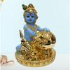 Makhan Krishna Idol für Heimdeko, Schreibtisch | Laddu Gopal Murti zum Verschenken | Kleine Statue | Makhan Chor | Bala Krishna für Puja (4 x 3)