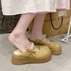 Pearl fairy wind thick bottom heightening Mary Jane cool slippers women wear 2025 summer new bag head half slippers