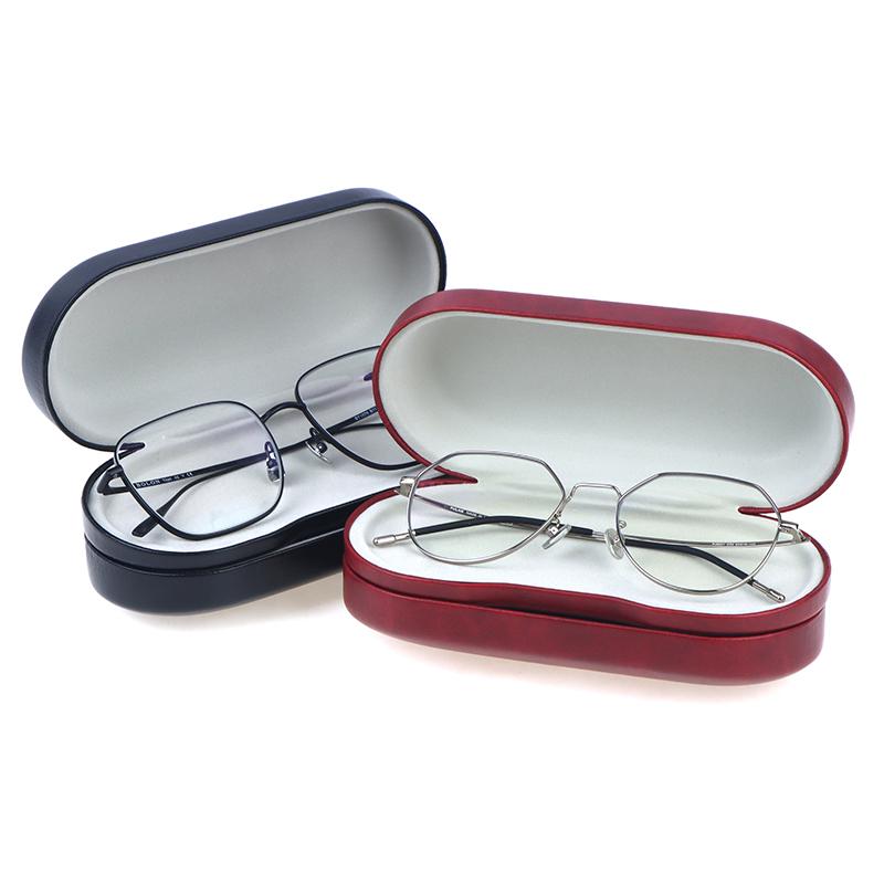 Double Interlayer Metal Eyewear Case Leather Frame Glasses Case Storage Double Layer Mirror Box