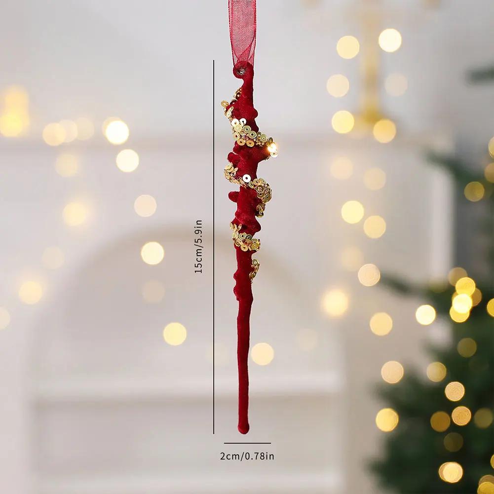 1pcs Red Velvet Flocked Christmas Bell Hanging Ornament Garland Bow Tree Mantel Door Holiday Party Decorations