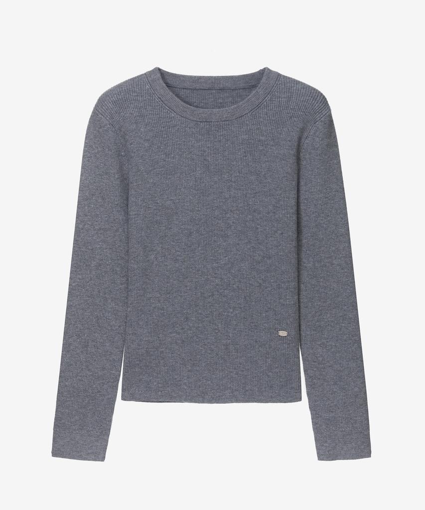 MIND BRIDGE WOMEN [W] Round Neck Slim Fit Ribbed Knit - 2 Colors