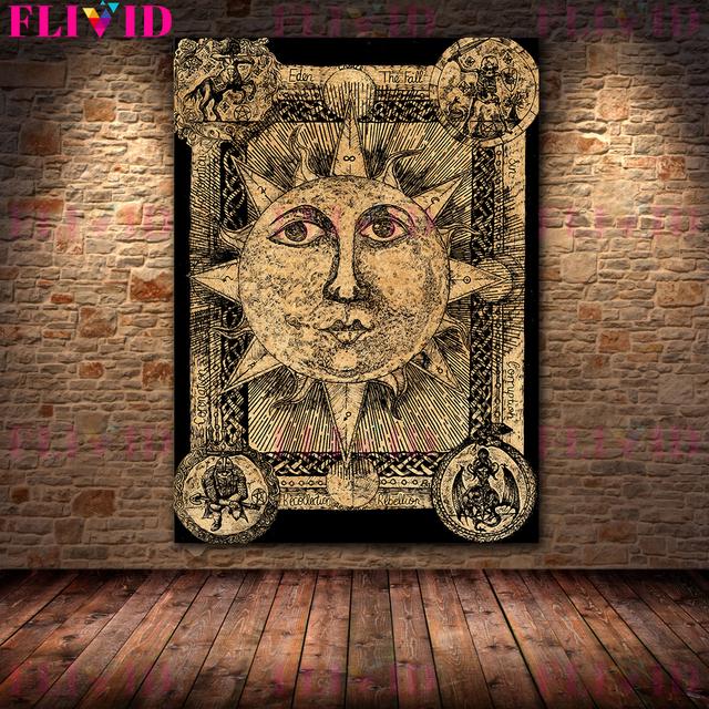 Pravidlo prvku tajemného alchymisty Retro Nástěnná malba Obraz na plátně Nebeské umění ve vesmíru