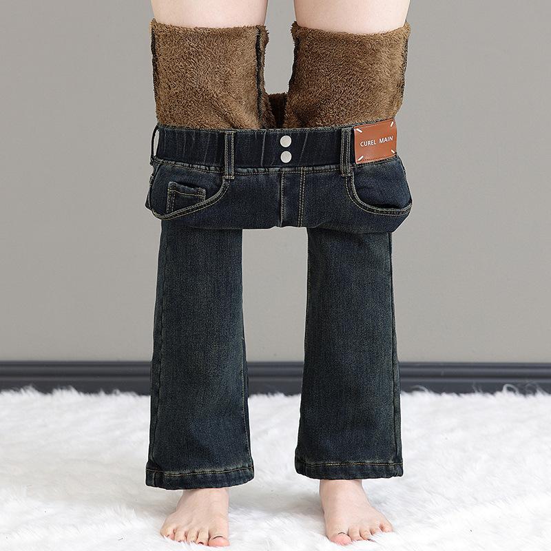

Женские зимние джинсы из овчины с высокой талией и бархатным утолщением S