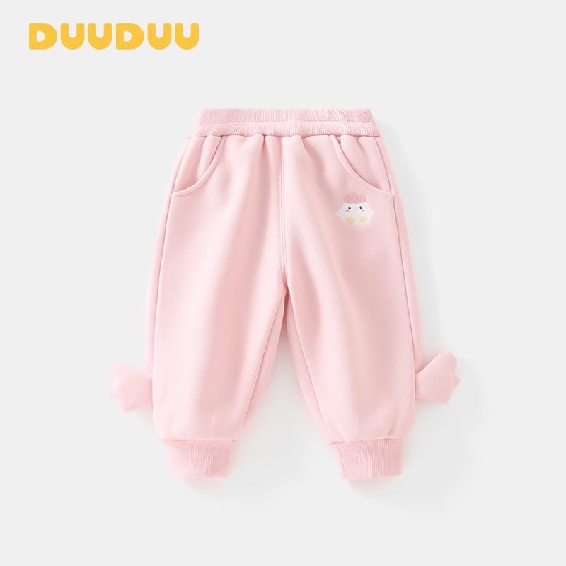 DUUDUU Toddler Plus Velvet Training Pants for Girls – 2025 Winter Style 100cm