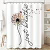 Entzückender Löwenzahn Duschvorhang Just Breathe Heimdeko Badezimmerzubehör In Weiß Mit Schwarzem Druck Für Wohnzimmerdeko
