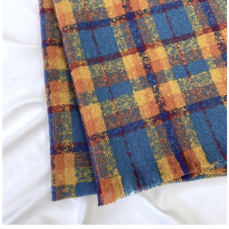 Luxury Plaid Winter Scarf for Women Long Warm Cashmere Scarves Hijab Thick Lady Shawl Wrap Female Pashmina Bandana Head Scarfs