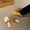 Retro pleated gentle baotou half slippers women's spring 2025 new Korean version outer wear thick-soled lazy Mu Qin shoes