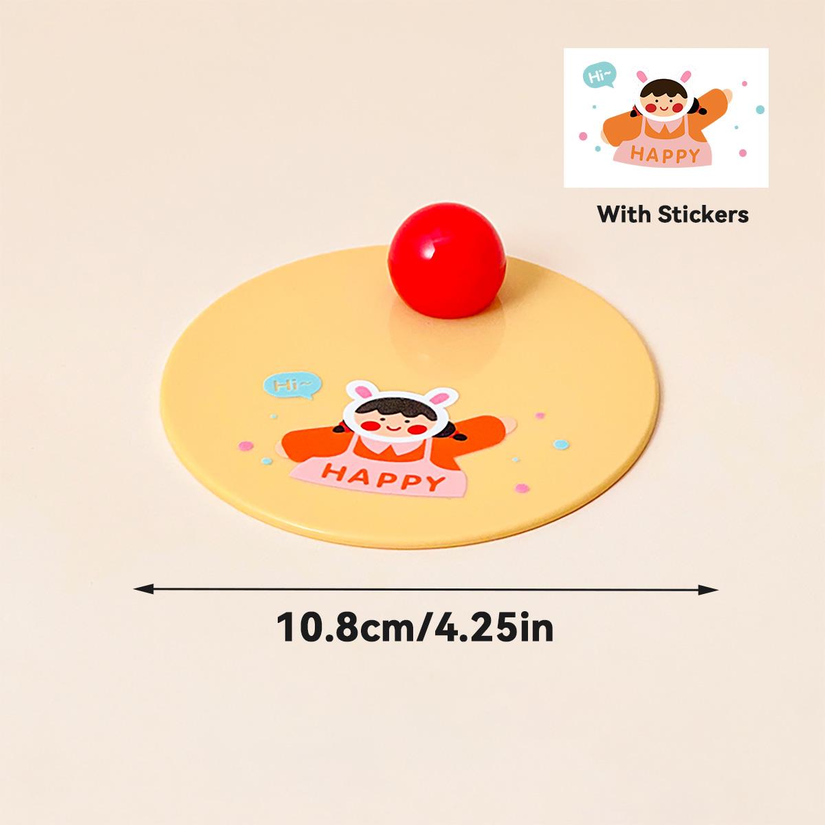 

Cute Cartoon Plastic Sealed Cup Cover Reusable Tumbler Lid Dustproof Milk Coffee Mug Cup Lid With Handle Kitchen Accessories