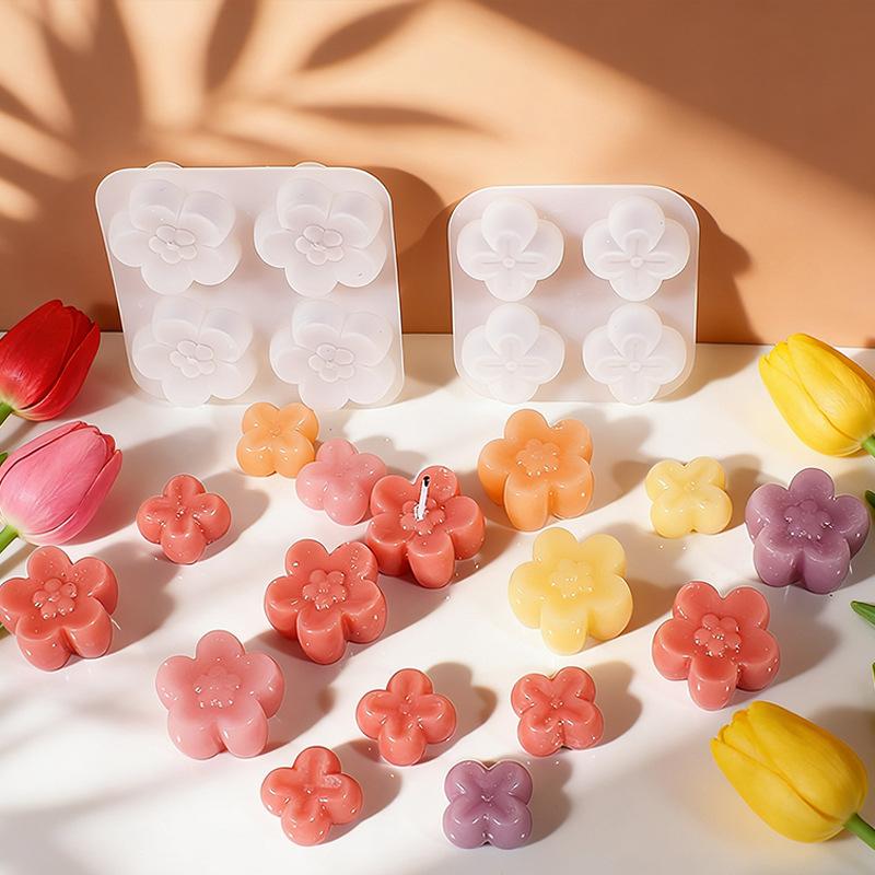 Flower Silicone Mold Set For Candle Making Flower Pot Resin Casting Molds For Diy Crafts