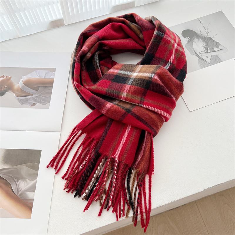 Luxury Winter Cashmere Thick Warm Scarf Women Cashmere Shawl Plaid Tassel Scarves Pashmina Female Neckerchief Bufanda Headband