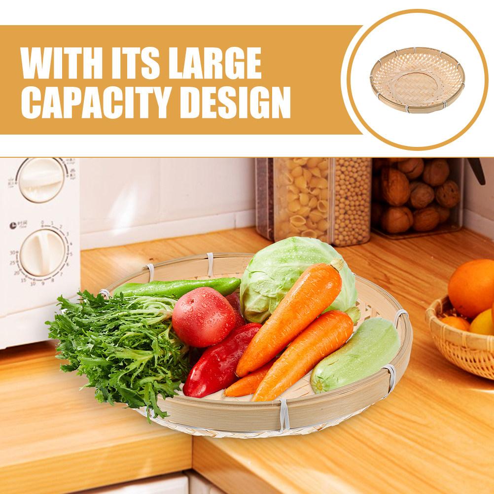 Bamboo Basket Woven Large Capacity Fruit Storage Kitchen Home Decor Serving Container Handmade Food Holder