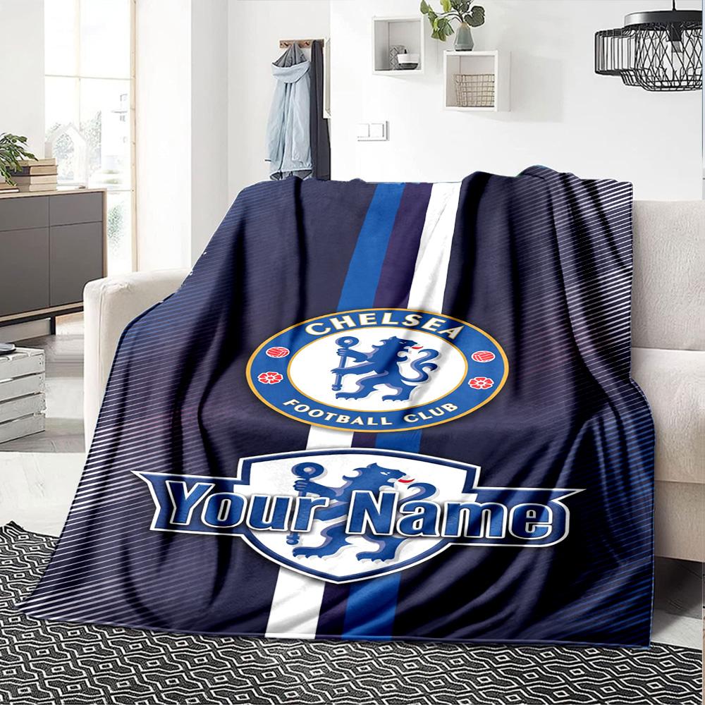 Chelsea Fc Football Player Personalized Text Blanket Cozy Customizable Blanket Warmthful Decor Versatile for Living Room Chair Sofa Nap
